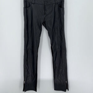 Sara Berman 100% Black Leather Pants Ankle Zips Women’s Size Large